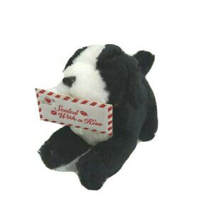 MTY International Black White Dog Puppy Plush Sealed with a Kiss 7" Valentine